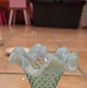 Vintage Blue Hobnail Glass Vase